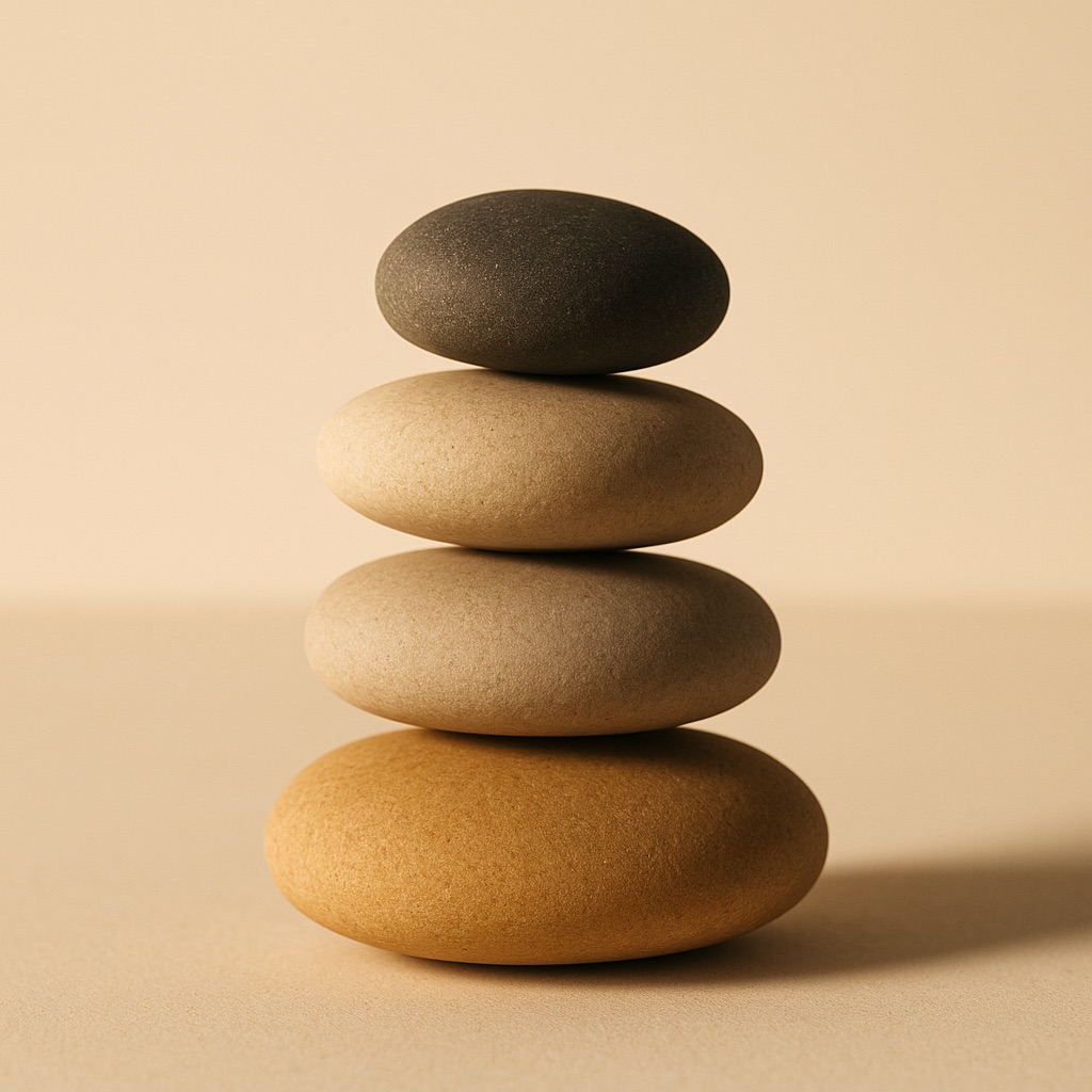 Balanced zen stones representing the Balance wellness philosophy